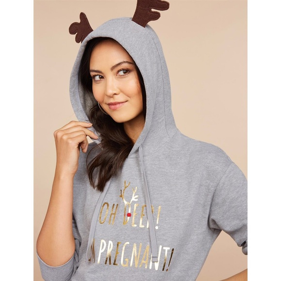 Motherhood Maternity Christmas‎ Sweatshirt holiday reindeer - Picture 1 of 12